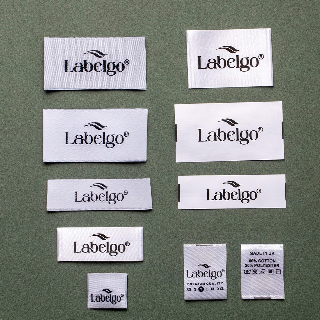 Labelgo logolu beyaz kumaş etiket seti